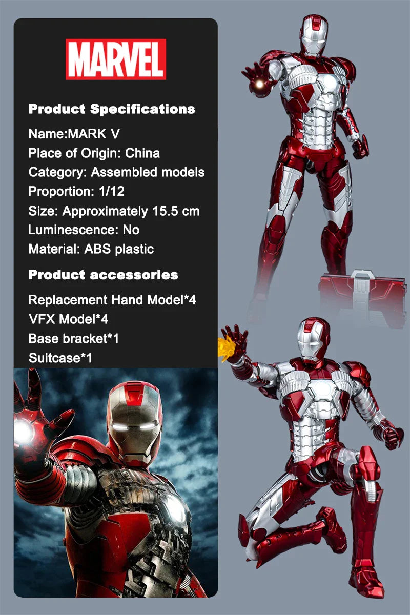 NEW Original Fondjoy Anime Figure Iron Man MK4 Model Kit 1/12 Infinity Saga Ironman Mark 4 Assembly ABS Joint Movable Kid Toys