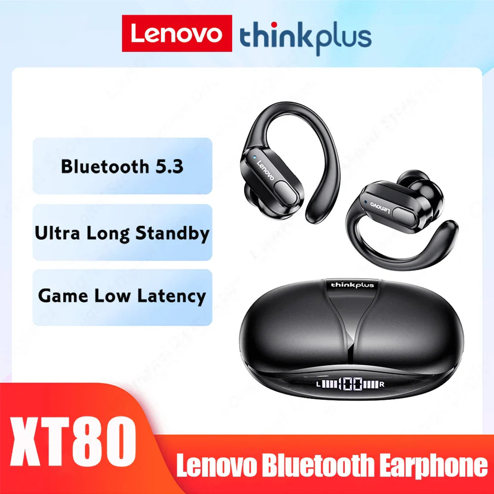 ERAZER XT80 Sports Wireless Headphones with Mics, Button Control, LED Power Display,Hifi Stereo Sound