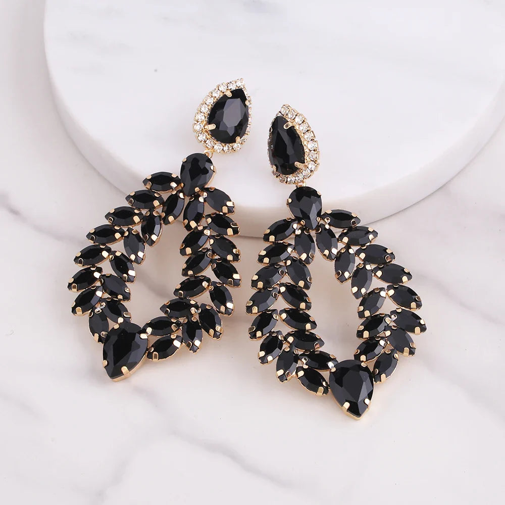 New Crystal Dangle Earrings For Women Rhinestone Earrings Weddings Ladies Party Fashion Jewelry Accessories Wholesale Gifts