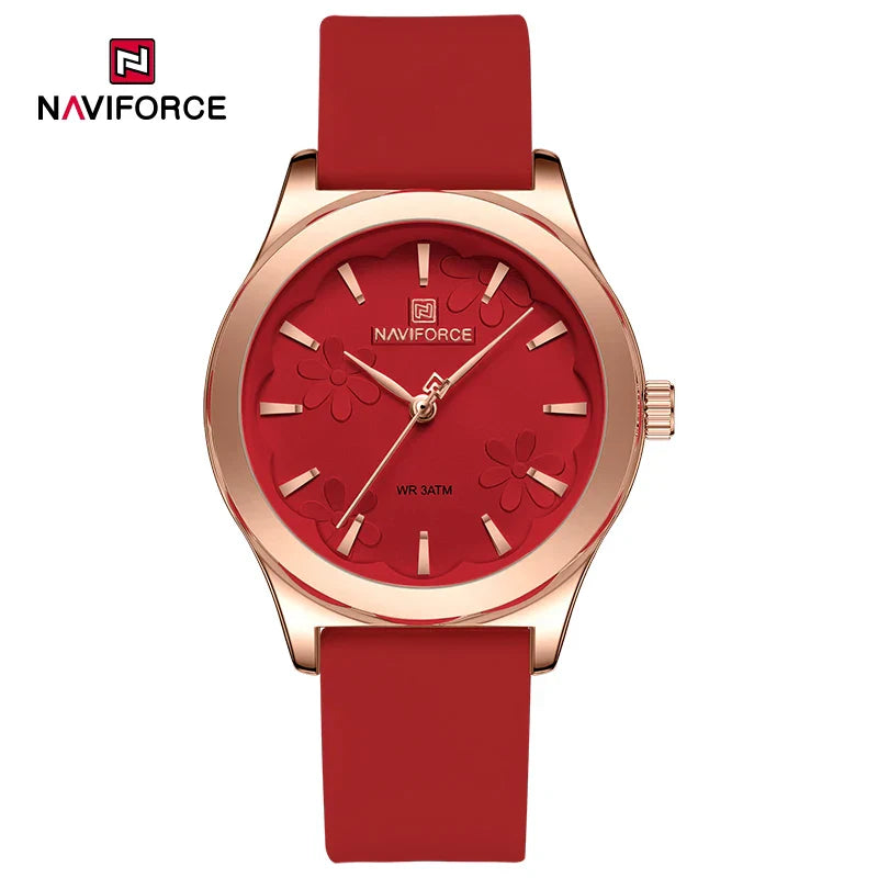 NAVIFORCE Watches for Women Creative Fashion Flower Dial Wristwatch Ladies Quartz Waterproof Shockproof Female Clock Gifts 2024