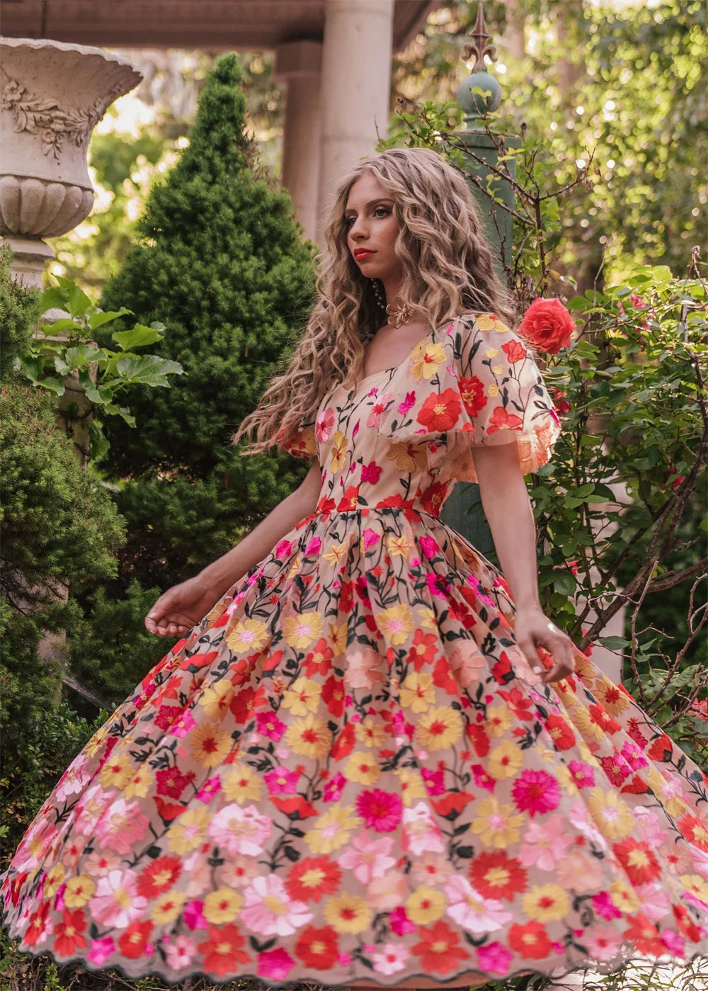 Homecoming Dresses: Sweet Flower Lace Embroidery Prom Dress Fairy Pink Party Dress