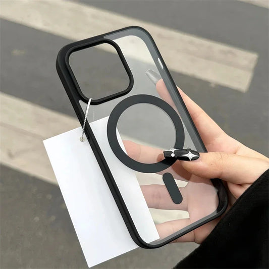 Transparent Case For iPhone 15 14 13 12 11 Pro X XS XR Max 7 8 Plus Mini Magnetic Wireless Charge Phone Cover