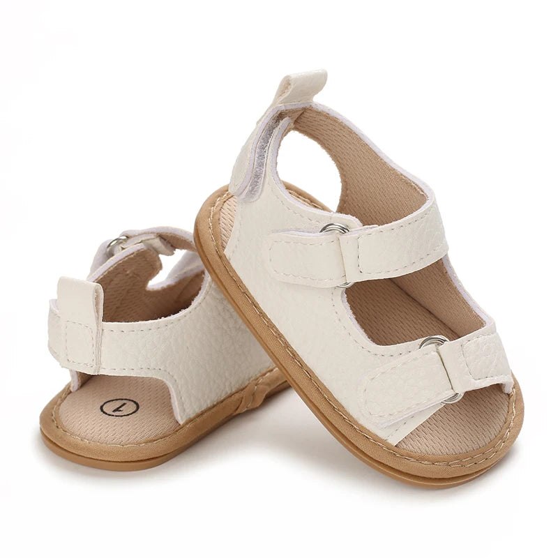 Hollow out soft leather baby girl summer sandals 2023 new baby shoes 1-18 months princess baby beach sandals