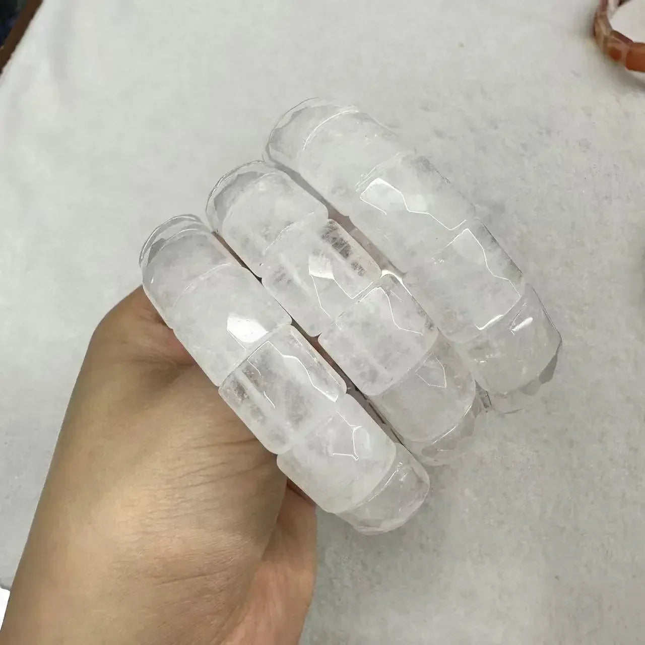 Natural 12x15mm Faceted Stone Unique Crystal Citrine Agate Amethyst Pyrite Fashion Elastic Handcrafted Bracelets Energy Bangles