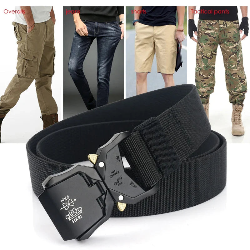VATLTY 140cm Elastic Belt For Men Aluminum Alloy Quick Release Buckle Strong Nylon Tactical Belt Male Military Accessories