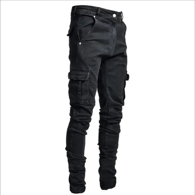 Jeans Man Pants Casual Cotton Denim Trousers Multi Pocket Cargo Pants Men