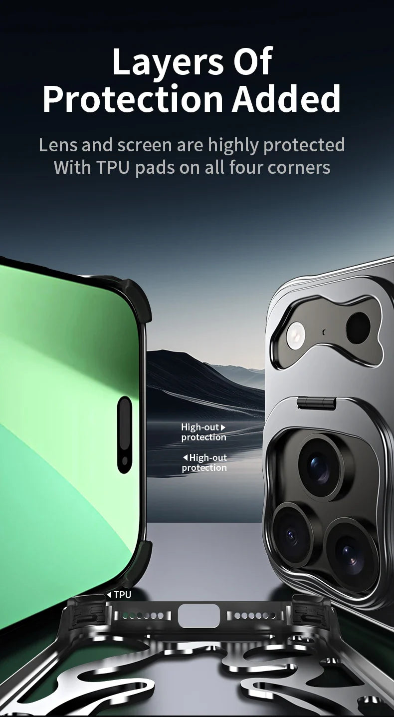 Metal Hollow Magnetic Phone Case,For IPhone 17 Pro Max iPhone Air Protective Case, Breathable And Heat Dissipating Metal Bracket