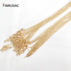 Real Gold Plated Thin Necklace Chain, 45cm Simple Trendy Adjustable Chain for DIY