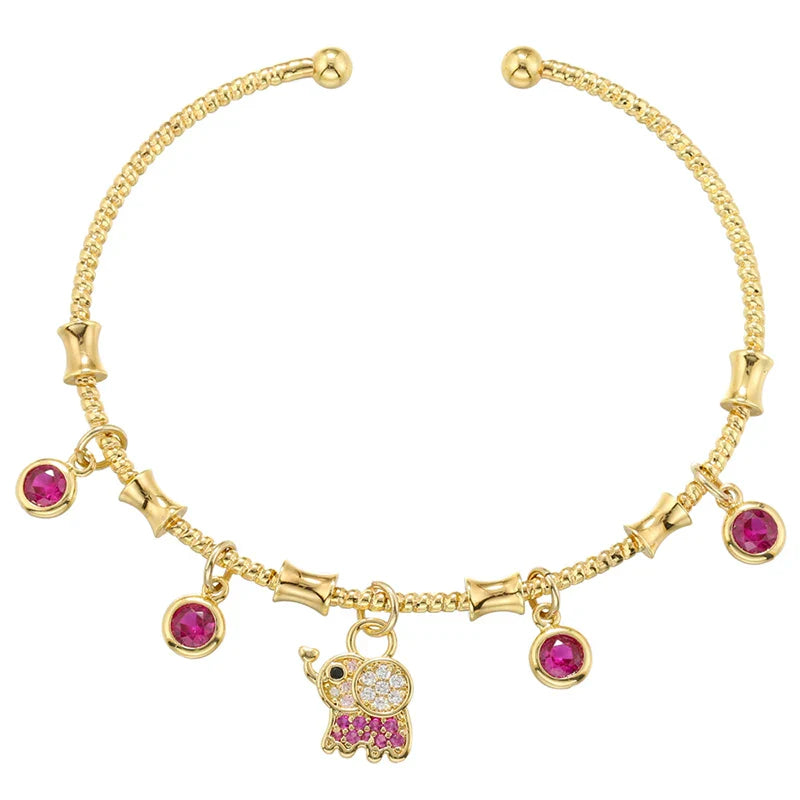 ZHUKOU candy charms bracelet for women Gold color romantic round charms bangles lady birthday gifts Man bracelet Jewelry VL338