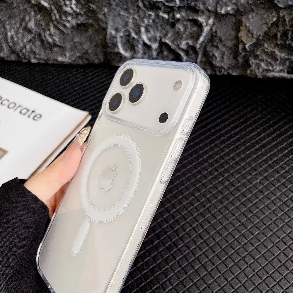 Transparent Original Magnetic Phone Case for iPhone 17 16 15 14 Plus 13 12 mini 11 Pro XS Max XR for Magsafe Acrylic Clear Cover