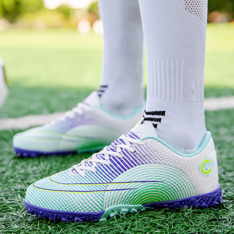 Professional Unisex Soccer Shoes Long Spikes TF Ankle Football Boots