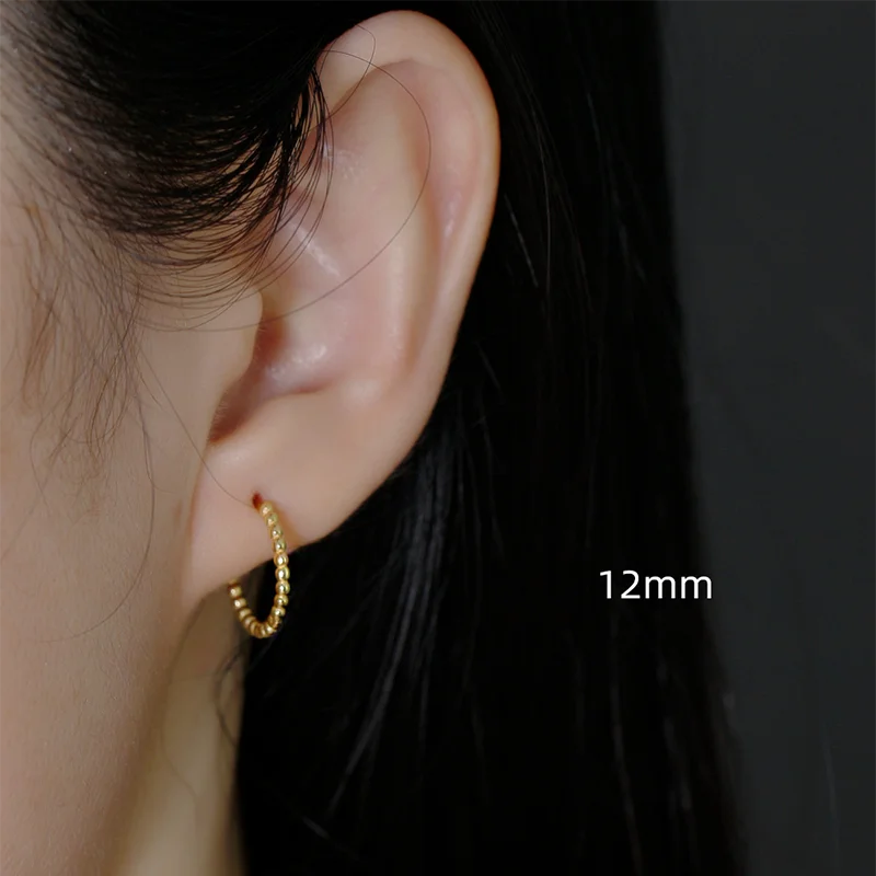 WANTME 925 Sterling Silver Fashion Minimalist Beads Huggies Hoop Earrings for Women Trend Charm Ear Buckle Bohemian Jewelry Gift