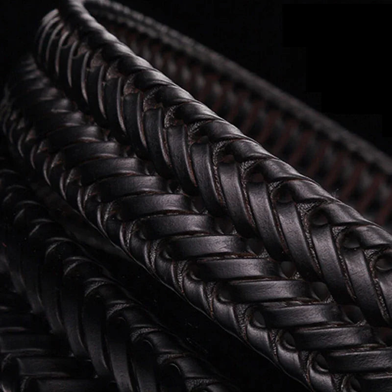 Luxury Men's Pin Buckle Braided Belt High Quality Braid Vintage Belt For Men's Casual Jeans Belt