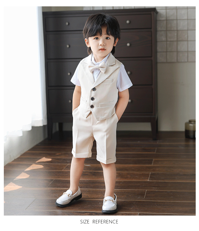 3Pcs Children Boys Black Blue Wedding Suit Teenager Kids Boy Piano Ceremony Tuxedo Suit Formal Vest Shirt Pants Bow Kid Boy Suit