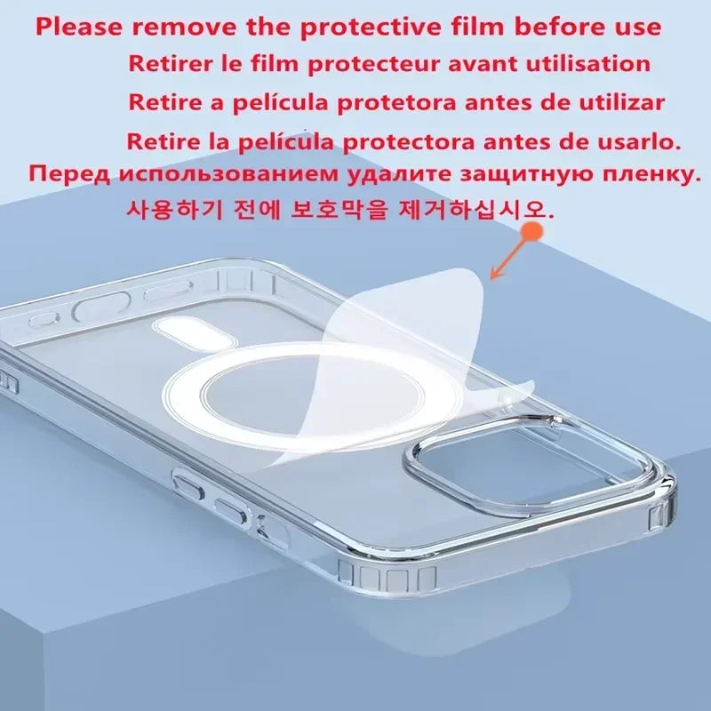 Luxury Clear Magnetic Case for MagSafe for iPhone 16 Plus 16 Pro Max Case With Camera Touch Buttons Case Wireless Charging Cover