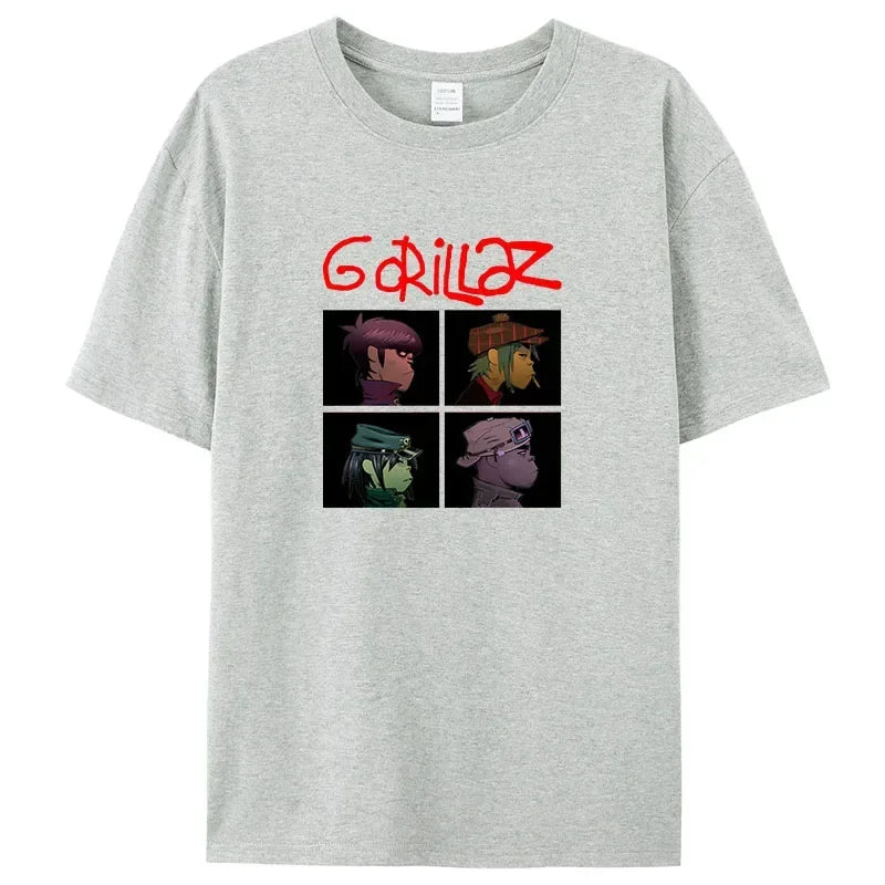 Rock Print T-Shirts Music Band Gorillazs Punk 90s Casual Fashion New Men Short Sleeve Plus Size Pure Cotton T-Shirt Unisex