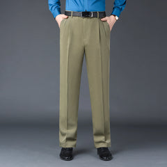 Casual Suit Pants Men Straight Loose High Waist Dress Trousers for Male