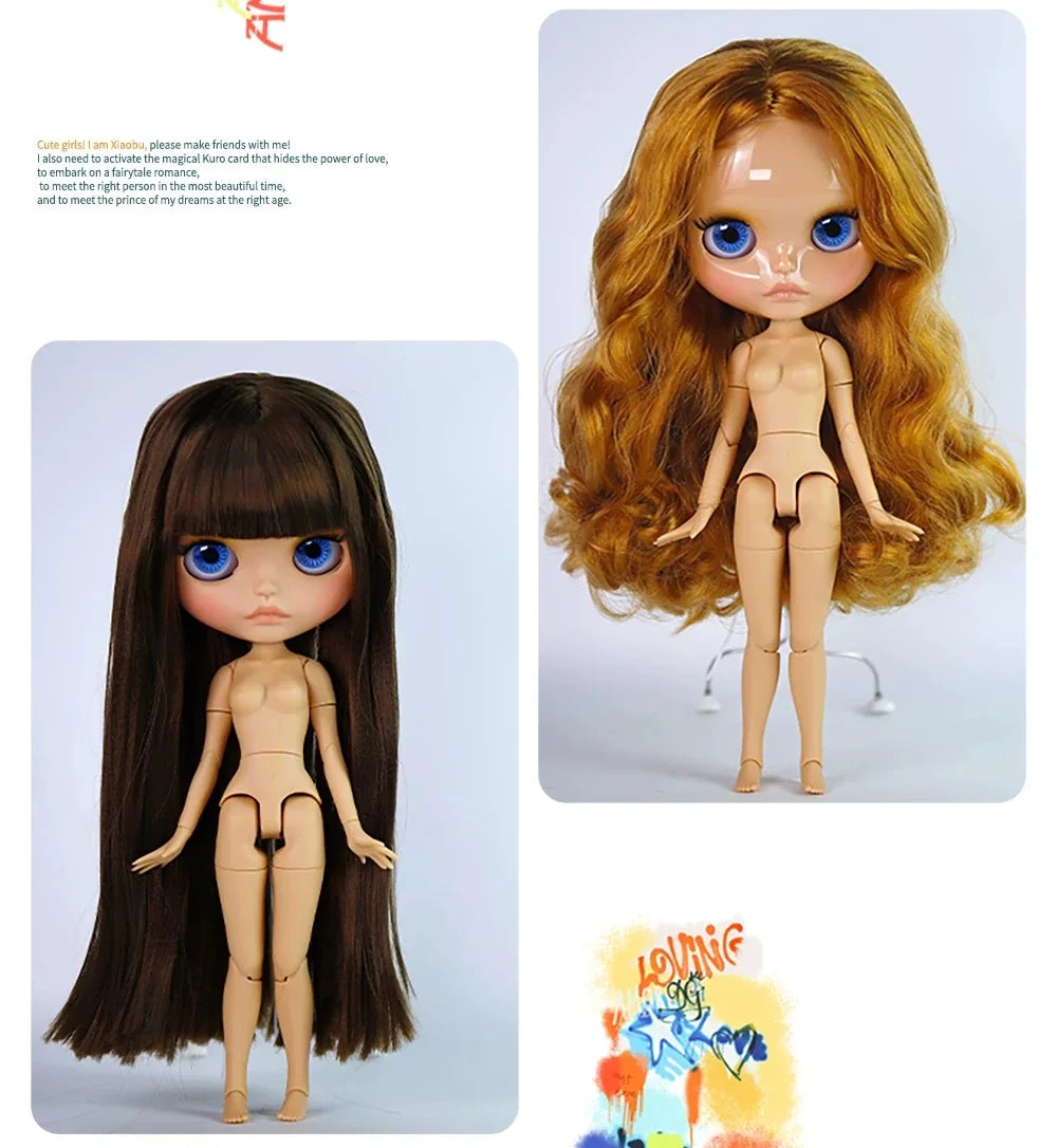 ICY DBS Blyth Doll Tan Skin Matte Face Glossy Face Pouting Lips 30CM BJD 19 Joints Body Doll DIY Make Up Costume Doll Gift Toy