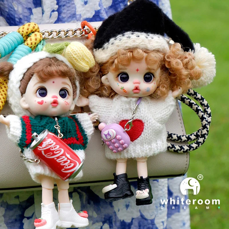 bjd doll Dolls for girls 13cm Labbu doll pocket mini blyth girl Doll Barbi Cry Baby Ball jointed doll Mobile phone Decoration
