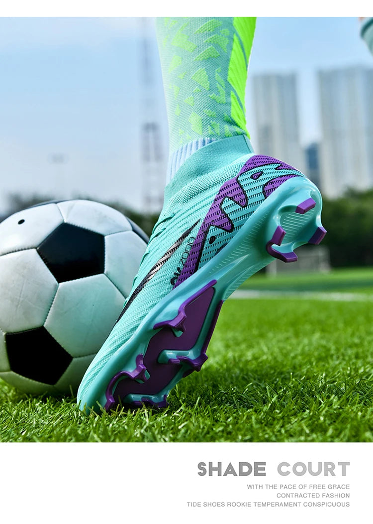 Men Light Soccer Shoes Ankle Football Field Boots Outdoor Non-slip Grass