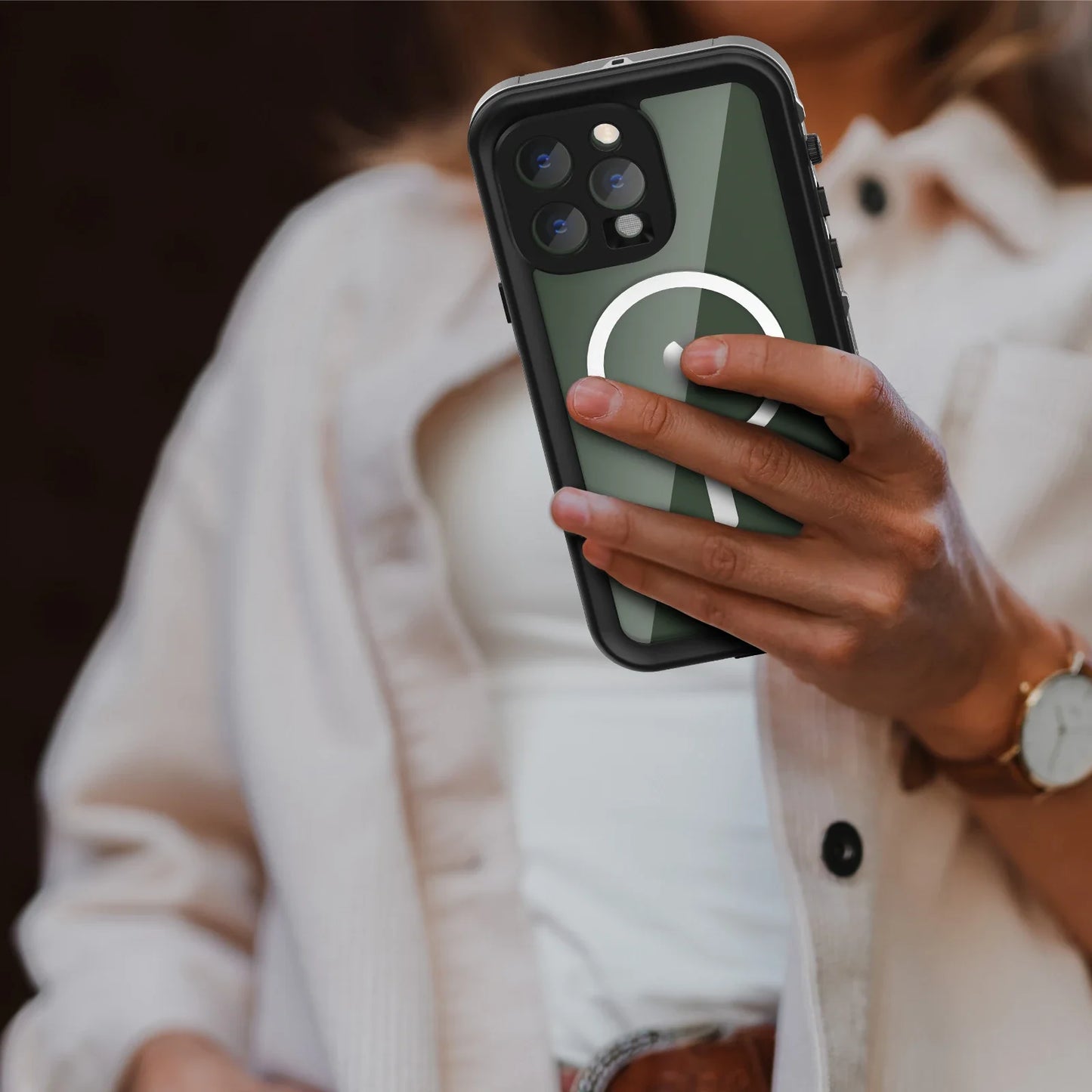 Magnetic shockproof dustproof IP68 professional waterproof phone case for iphone 16 pro max/15/14/13