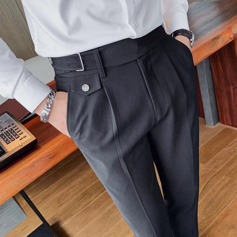 Brand Clothing Fashion Spring Slim Fit Business Suit Pants/Male White Black