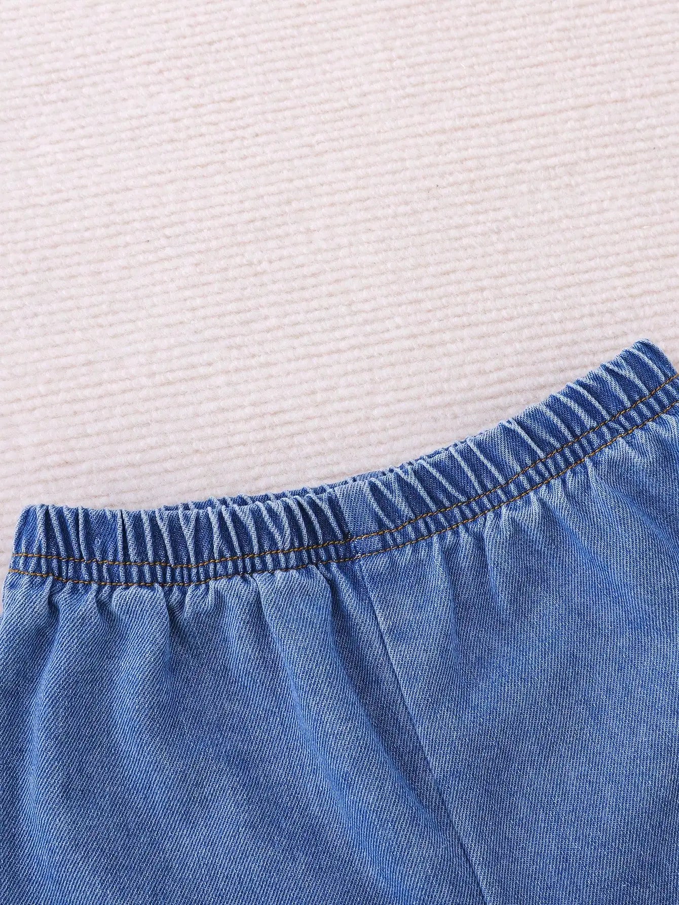 Summer 2-Piece Set New Casual Outdoor Comfort Breathable Cute Dinosaur Print Round Neck Short-Sleeved Denim Shorts Fashion Suit