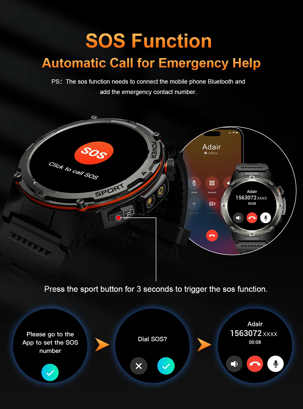 GPS Sports Waterproof Smart Watch Men