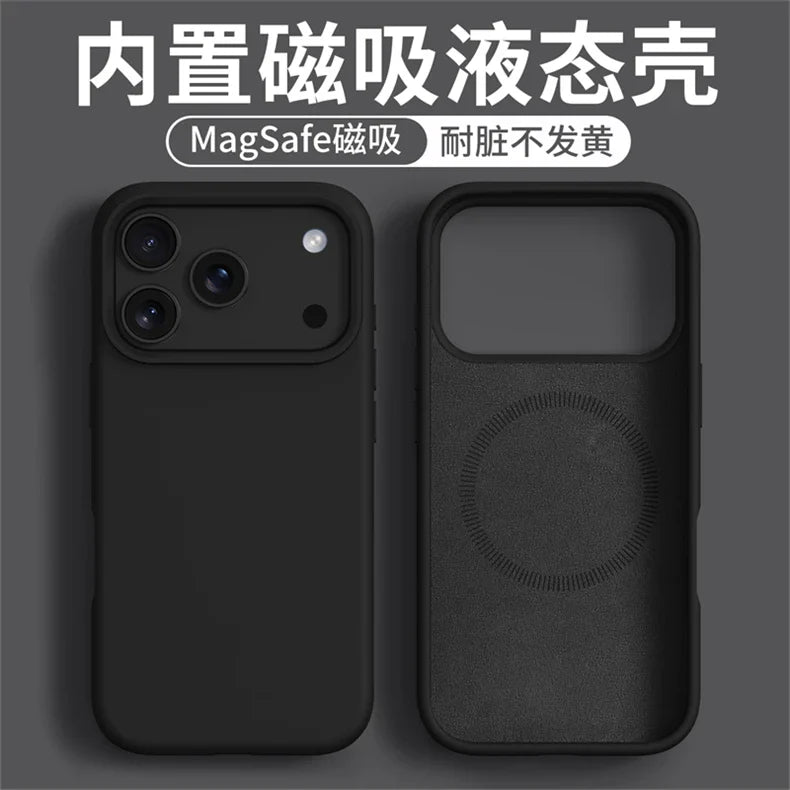 Magnetic Case For iPhone 17 Pro Max 17 Ari MagSafe Liquid Silicone Comfortable Feel Built in Flocking Protect Cover