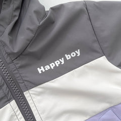 Baby Boys Spring And Autumn Jacket Hooded Letter Zippered Sports Safe Coat Travel Korean Fashion Hip-Hop Soft Casual