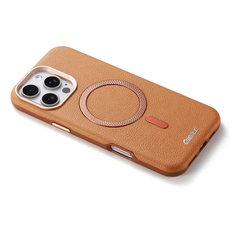 Solid Color Leather For Magsafe Magnetic Shockproof Phone Case For iPhone 17 Pro Max 15 13 14 16 Pro Max Bumper Cover