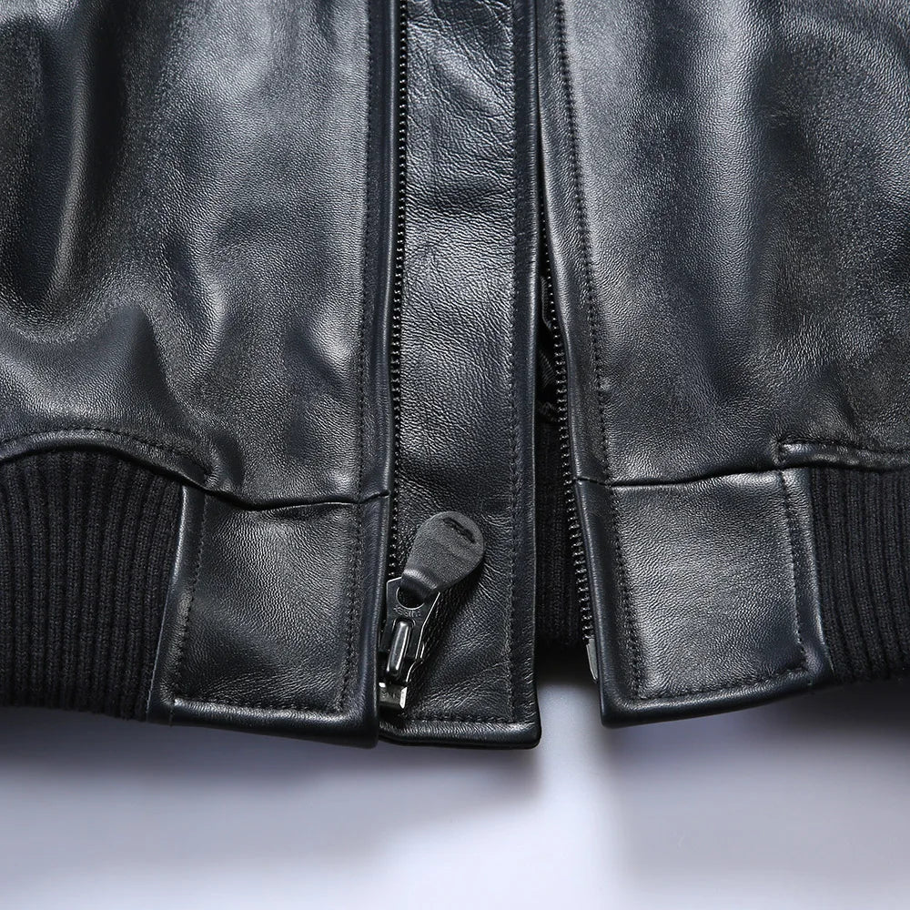collaborative French lamb leather genuine leather jacket men's