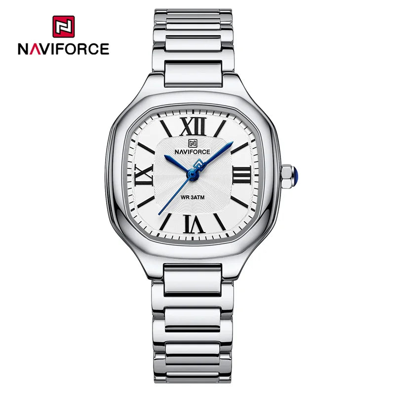 NAVIFORCE Brand High Quality Women Quartz Watch Stainless Steel Strap Casual Elegant Waterproof Wristwatch Relogio Feminino 2024