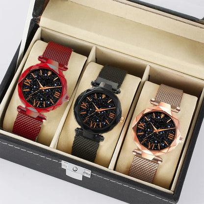 Luxury Starry Sky Women Watches Magnetic Mesh Belt Band Watch Women's Fashion Dress Wristwatch Zegarek Damski Reloj Mujer