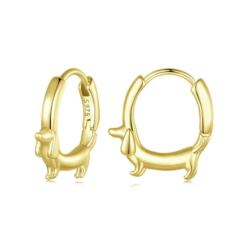 WOSTU Snake Dog Cat Ear Buckles Women 925 Sterling Silver Dachshund Hoop Earrings Girl Party Birthday Gift Minimalism Jewelry