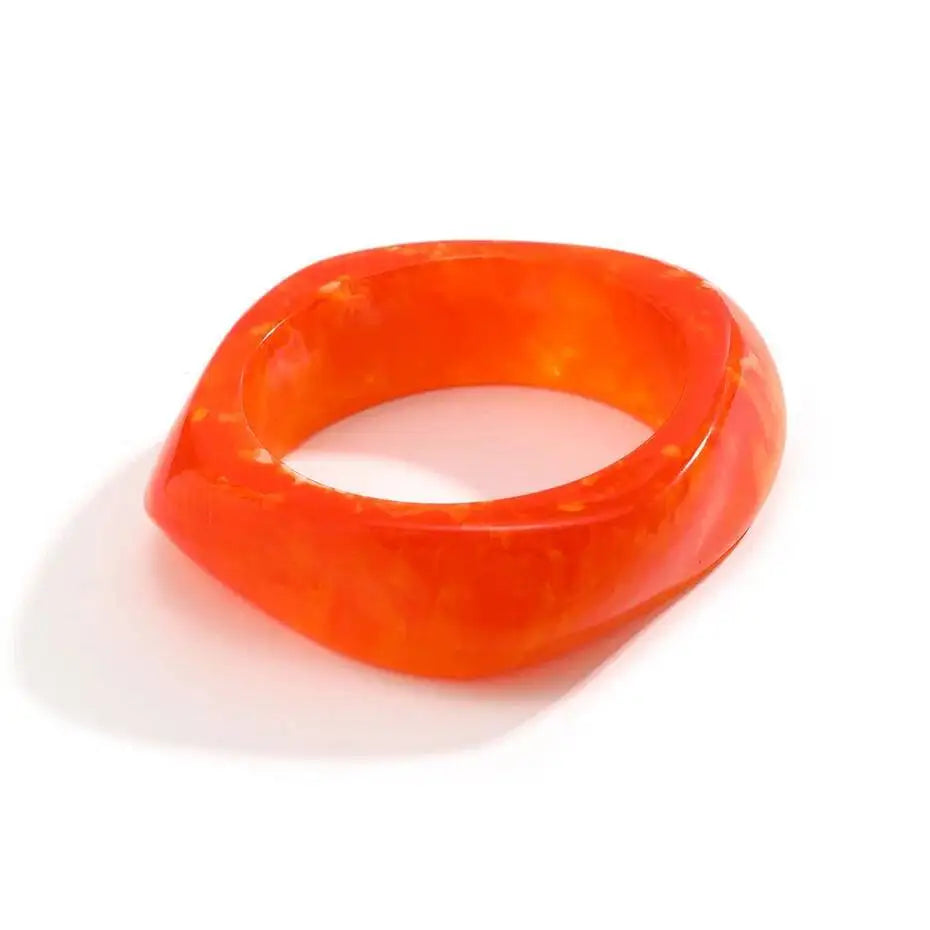 PuRui Vintage Irregular Coloful Acrylic Resin Chunky Bangle Bracelet Women Trendy Geometric Charm Aesthetics Bangle Jewelry Gift