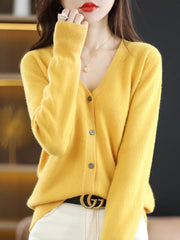 Women's Sweater Spring Autumn Cardigans V-neck Single Breasted Short Slim