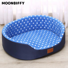 Pet Bed Warm Dot Pattern Dog House Sofa Kennel Soft Fleece Pet Casa Cat