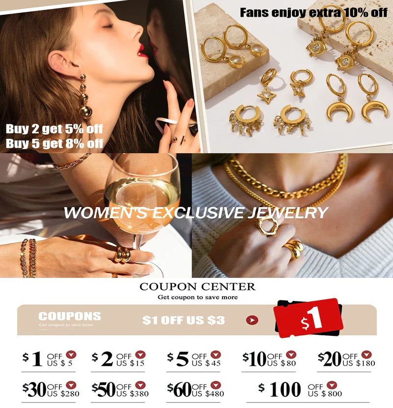 EILIECK 316L Stainless Steel Metal Chain Necklace For Women Fashion 18K Gold Plated Neck Chain Waterproof Jewelry Lady Gift