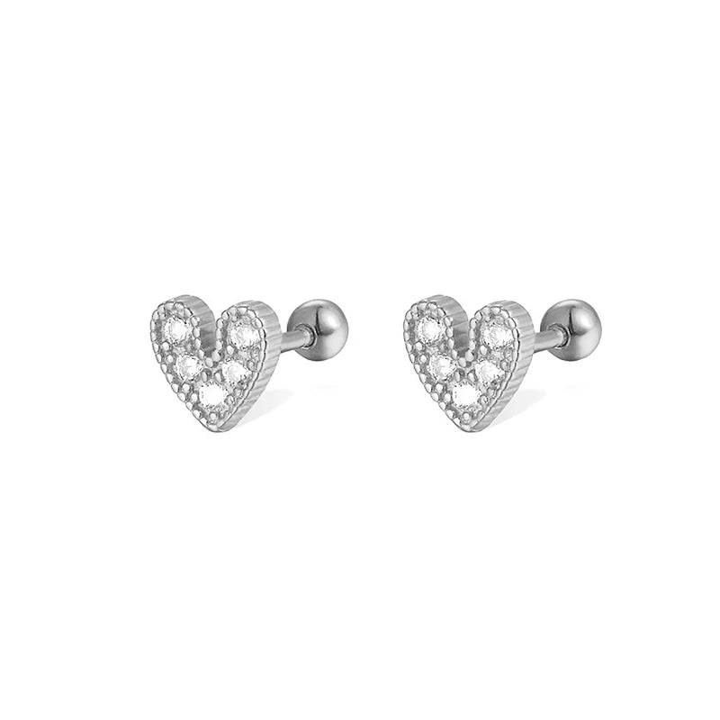 WANTME 925 Sterling Silver Fashion Love Butterfly Romantic Star Crown Screw Stud Earrings for Women Ear Bone Piercing Jewelry