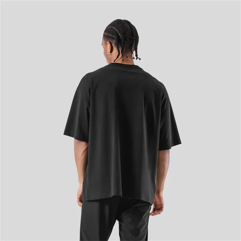 ONE POINT LYFT Print Big T Shirt Men Running Sport Gym Fitness Training Oversized 100% Cotton T-shirt Mens Bodybuilding Tee Tops