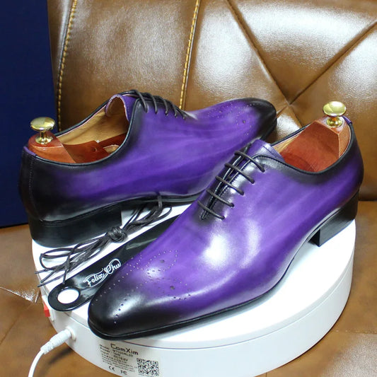 Daniel Shoes Italian Mens Dress Shoes Genuine Leather Blue Purple Oxfords Men