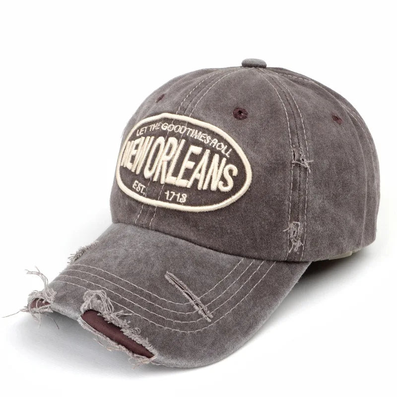 2024 Unisex Washed Cotton Baseball Cap Letter Embroidered Vintage Snapback Hat Men And Women Streetwear Outdoor Sports Hats