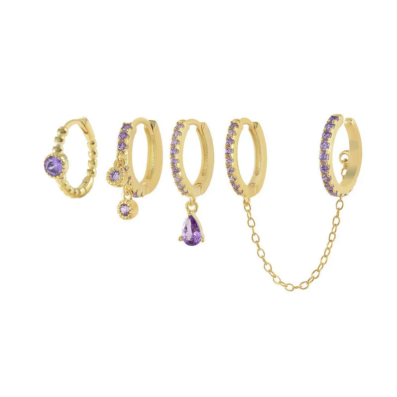 ROXI Ear Jewelry Set Water Drop Suit Earrings For Women Fashion Tassel Hoop Earring Piercing Pendientes Casual Street Jewelry