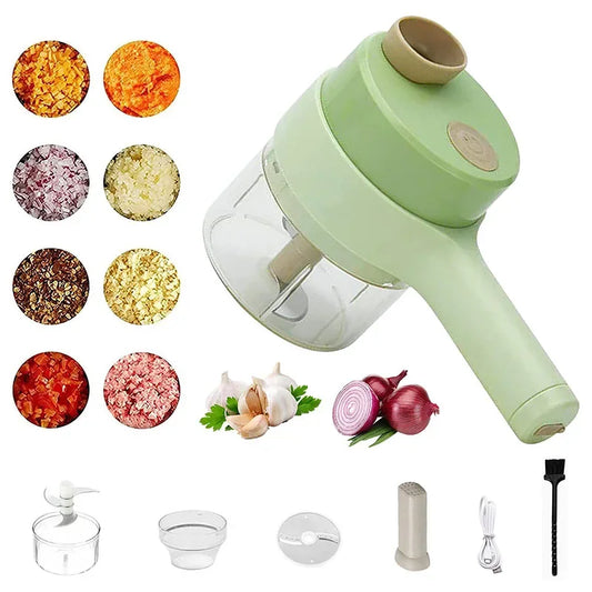 4 in 1 Electric Vegetable Cutter Set Handheld Garlic Mud Masher Chopper For Chili Onion