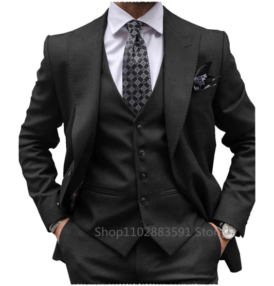 Men Suit Slim Fit Wedding Tuxedo Custom Made 3 Pieces Notched