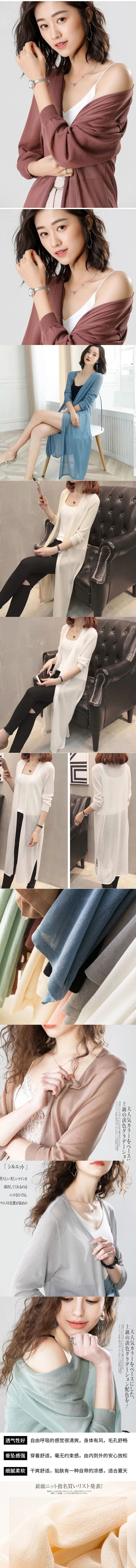 Spring Summer Sun Protection Clothing Women Long Cardigan Female Knitted