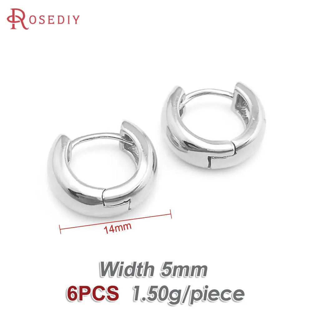 6PCS 14MM 16MM 18MM 23MM 25MM 30MM 18K Gold Color Brass Round Circle Loop Earrings Hoops Jewelry Making Supplies Accessories