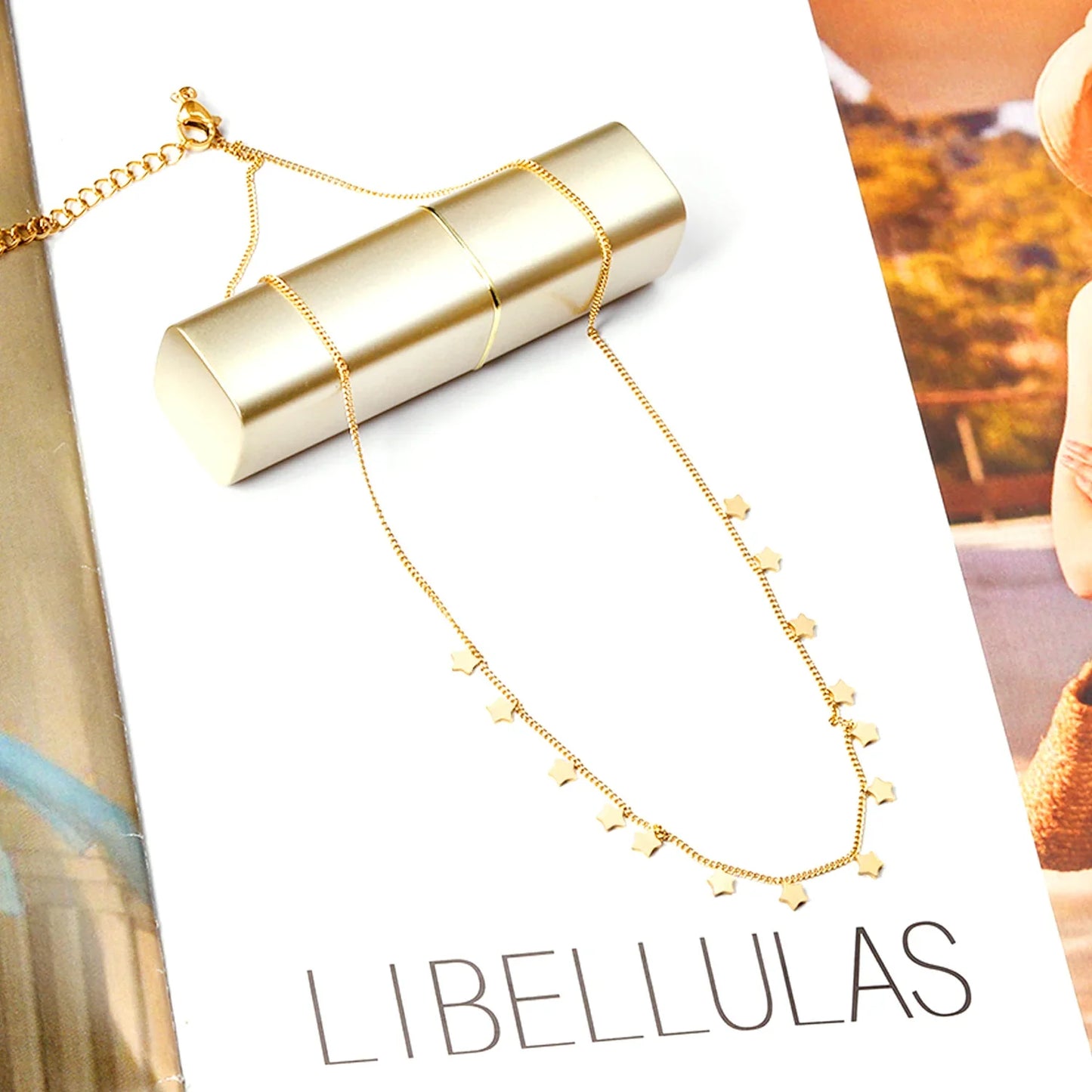 LUXUKISSKIDS Woman Collier бижутерия Golden Chains Necklaces Bohemia Star Heart Elegant Stainless Steel Jewelry Trendy
