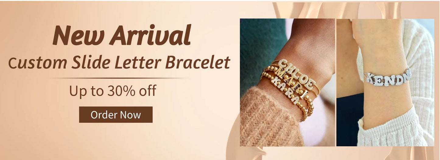 DOREMI Fat Bubble Slide Initial Letters Bracelet Full Crystal Letters Women Name DIY Sliding Slider Letter Bracelets